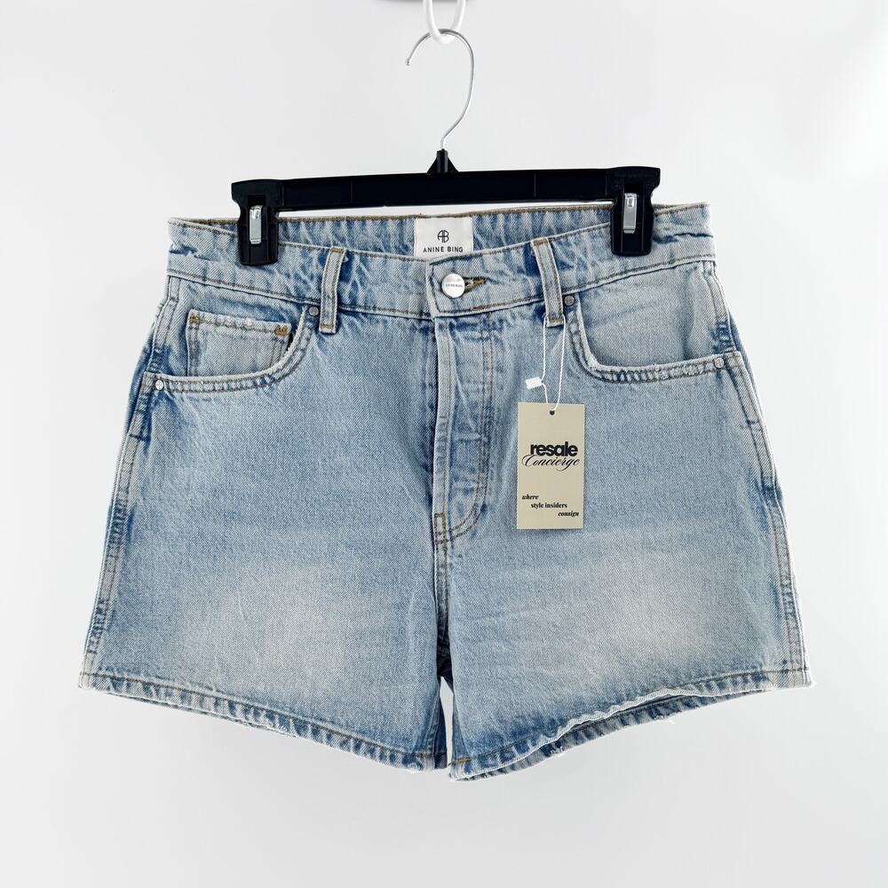 Anine Bing Cotton Blend High Waisted Denim Jean Shorts Blue Women's Size 27